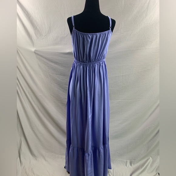 Blue Boho Solid Ruffle Hem Cami Dress - Picture 9 of 10